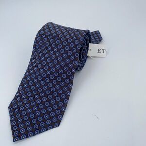 Eton Tie Mens One Size Brown Blue Floral Classic Fit Necktie England Made